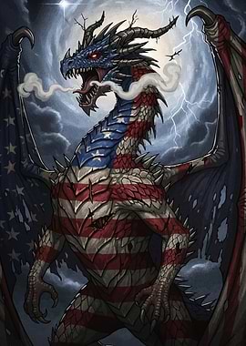 American Flag Dragon Stormy Sky