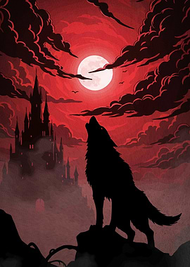Wolf Howling Moon