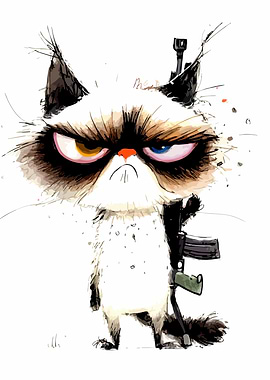 Grumpy Cat with Gun