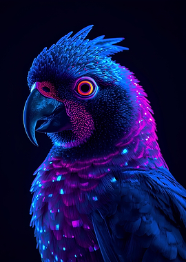 Neon Parrot Portrait