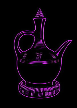 Purple Outline of Traditional Coffee Pot (Jebena)