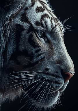 Majestic White Tiger Close-Up