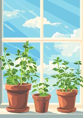Potted Plants by the Window