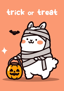 Cute Halloween Mummy Alpaca Illustration