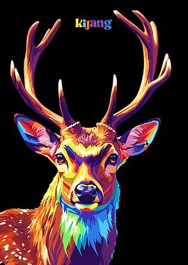 Deer Portrait on Black Background