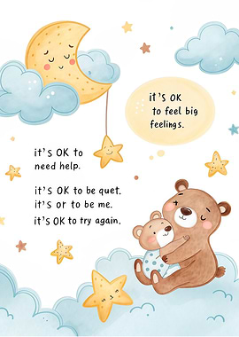 Comforting Bears and Stars Illustration