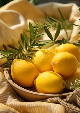 Yellow Lemons with herbs