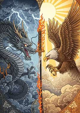 Dragon and Eagle Flaming Sword