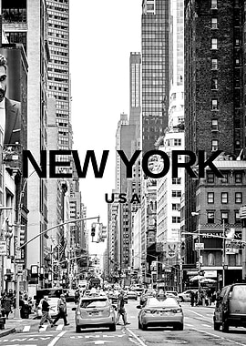 New York City Street Black and White