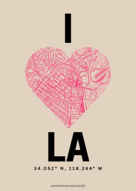 I Love LA Los Angeles City Map