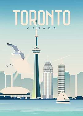 Toronto Canada Cityscape Illustration
