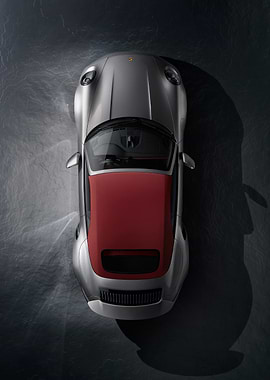 Sleek Porsche 911 in Dramatic Overhead View