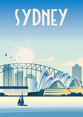 Sydney Australia Travel Poster Illustration