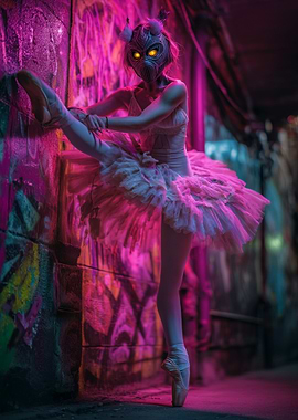 Cyberpunk Ballerina in Urban Setting