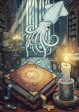 Squid Spellbook Candle Library