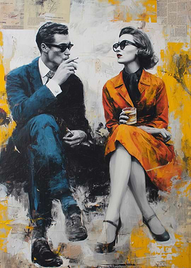 Mid-Century Noir – Stylish Couple in Conversation
