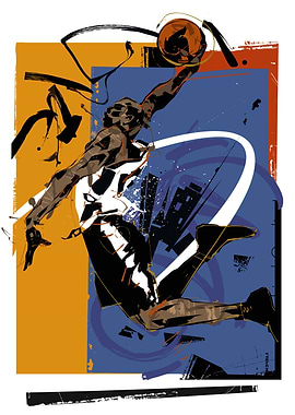 Basketball Player Dunking Abstract Art