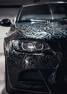 Customized Black Car with Floral Design