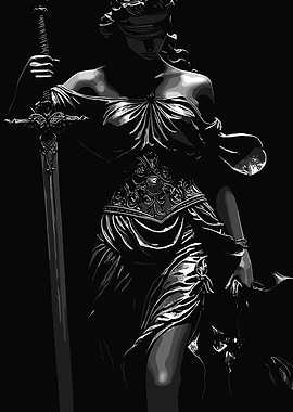Lady Justice monochrome digital art