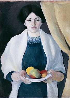 Woman with Fruit, Painting