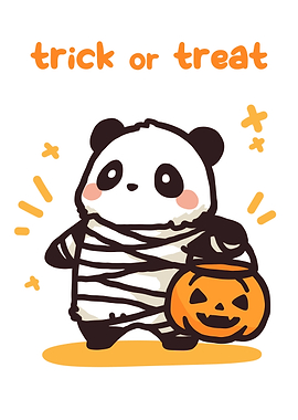 Cute Panda Mummy Halloween Illustration