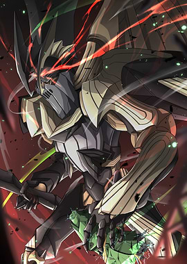 Anime Robot Warrior with Red Eyes