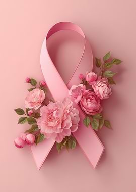 Pink Ribbon with Floral Accents