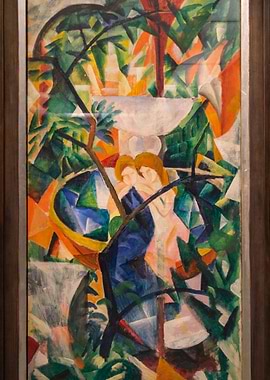 Cubist Garden with Figures Painting