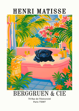 Henri Matisse Pug in Bathtub Art