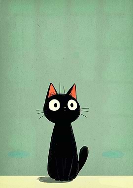 Cartoon Black Cat Illustration