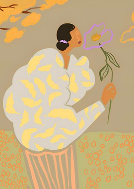 Woman with Flower Illustration
