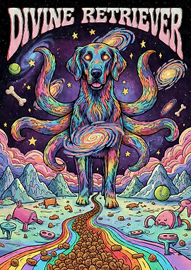 Divine Retriever: Cosmic Dog Art