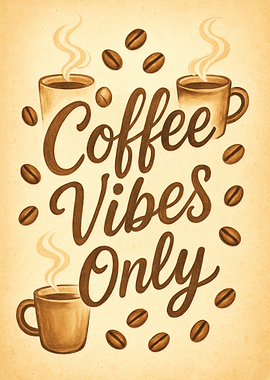 Coffee Vibes Only Coffee Lover Illustration