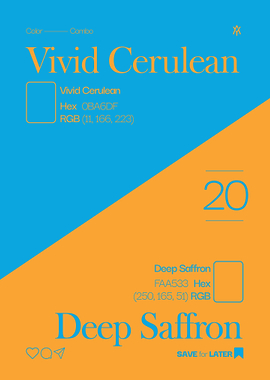 Vivid Cerulean and Deep Saffron Color Palette