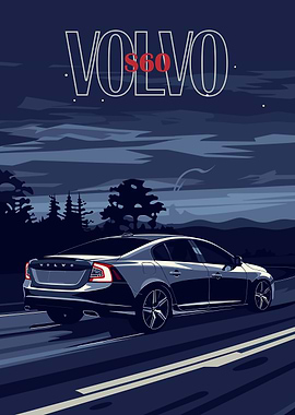 Volvo S60 Night Drive Illustration