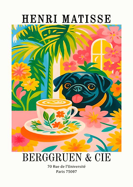 Henri Matisse Pug and Coffee Art