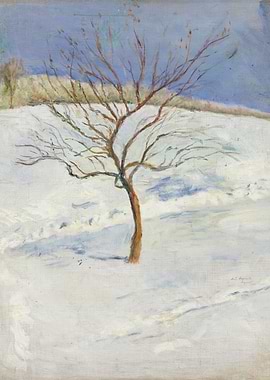Winter Landscape with Bare Tree Painting