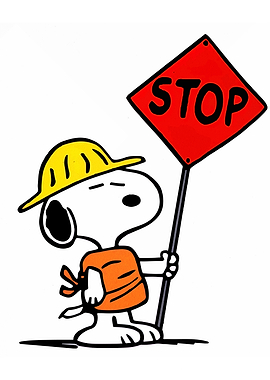 Snoopy Construction Worker with Stop Sign