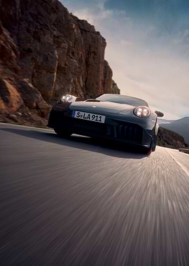 Porsche 911 Speed on Mountain Road