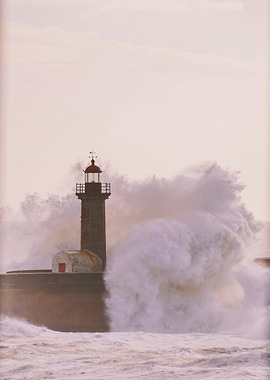 Lighthouse and Crashing Waves