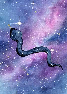 Cosmic Snake Watercolor Art