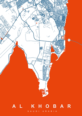 Al Khobar, Saudi Arabia Map Art