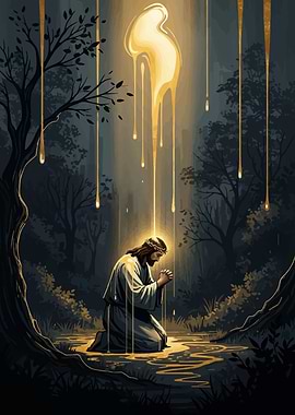 Jesus Praying in the Forest