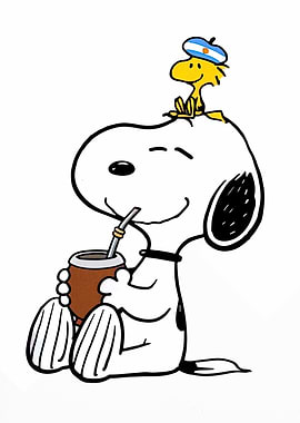Snoopy and Woodstock drinking mate