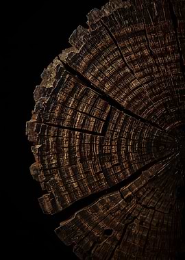 Dark Wood Log Cross Section Tree Rings – Natural Growth