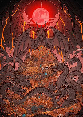 Dragon hoard fiery cave
