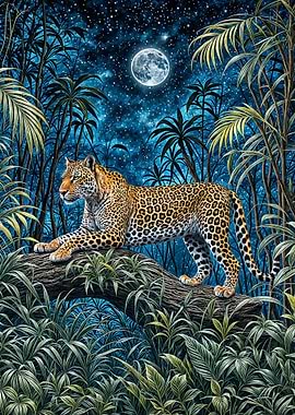 Leopard in Jungle Night