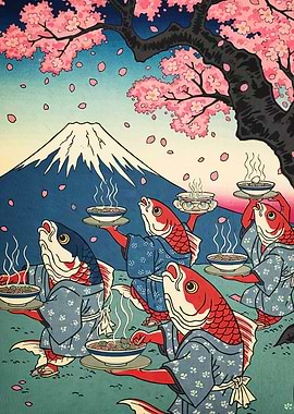 Fish Servers Mount Fuji