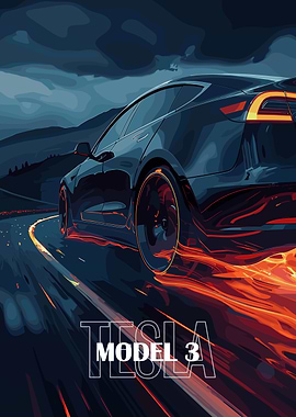 Tesla Model 3 Speeding on Road