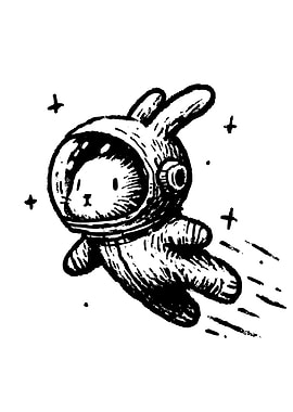 Astronaut Rabbit in Space